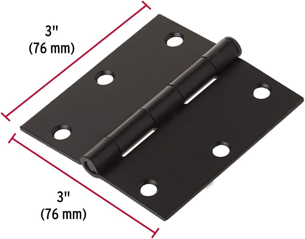Bisagras 3x3 Pulgadas Para Puertas de Madera Negro Mate Con Tornillos
