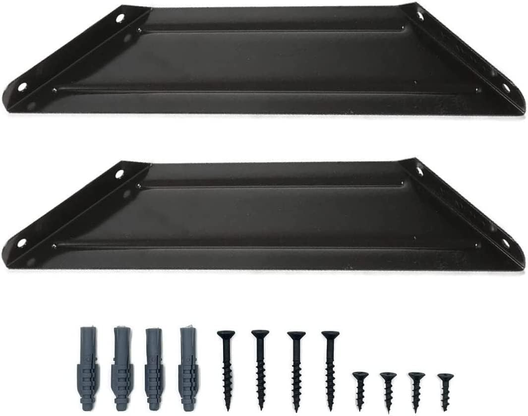 Repisa Estantería Melamina Negro 50x20 cm Soporte Negro Minimalista Moderna