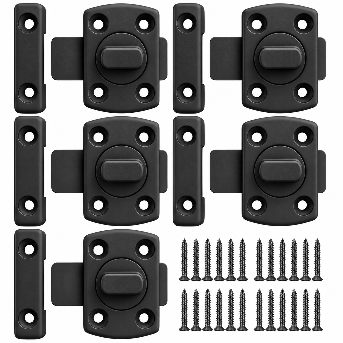 Pasador Cerrojo Giratorio De Seguridad Bidireccional 180° Negro Mate Con Tornillos