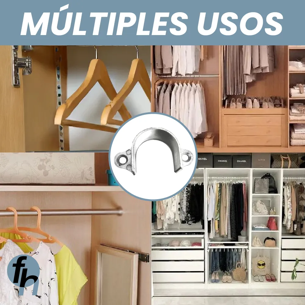 Brida Cocol Para Tubo Redondo 1'' Abierta Acabado Niquelado 2 Piezas