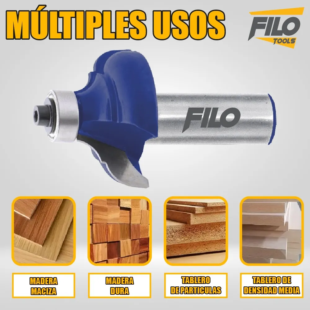 Broca Para Router 1/2'' Rebajadora de Madera Corte Clásico 1 Pieza