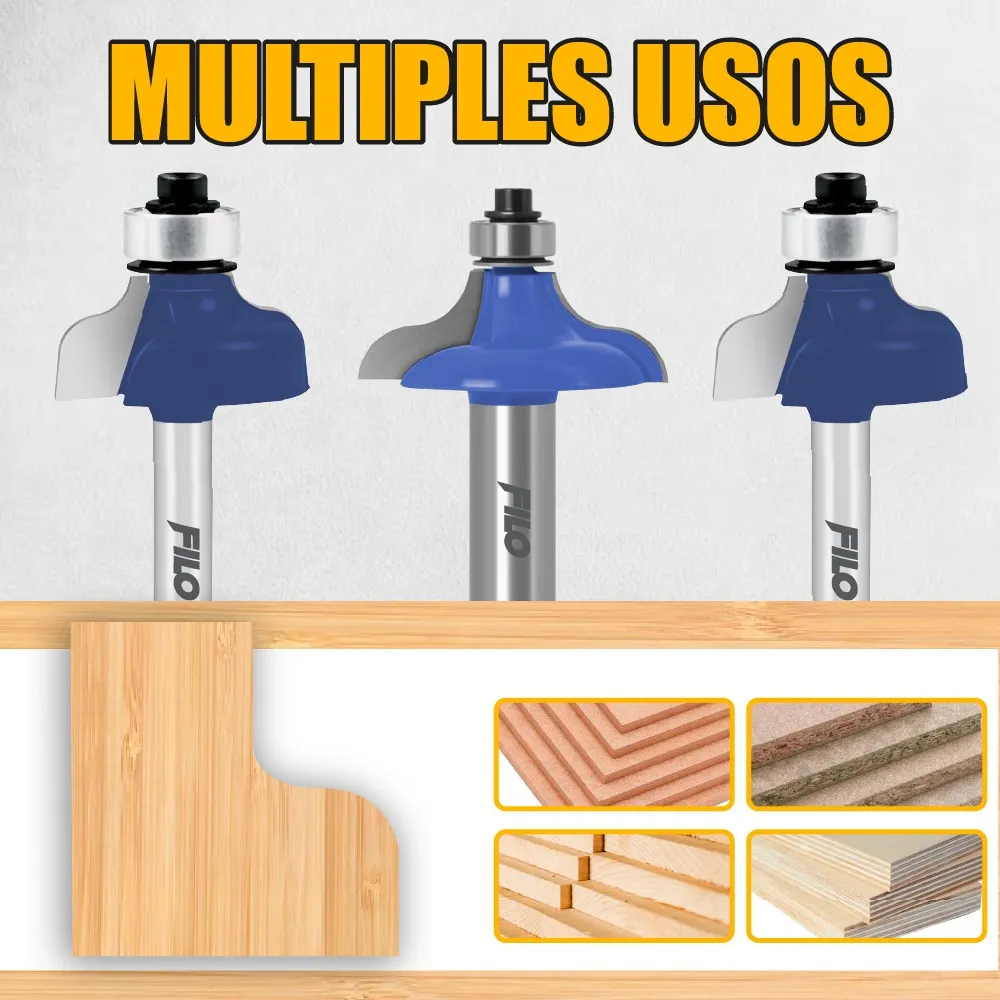 Set 3 Piezas Broca Para Router Rebajadora de Madera Pecho Paloma