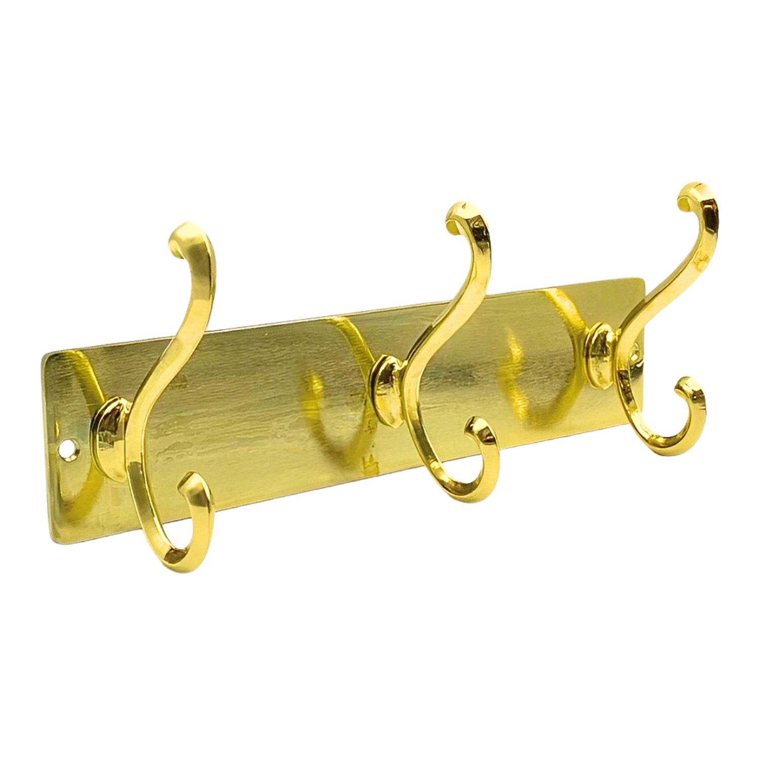 Perchero De Pared Con Placa y 6 Ganchos Zamak Latón Brillante