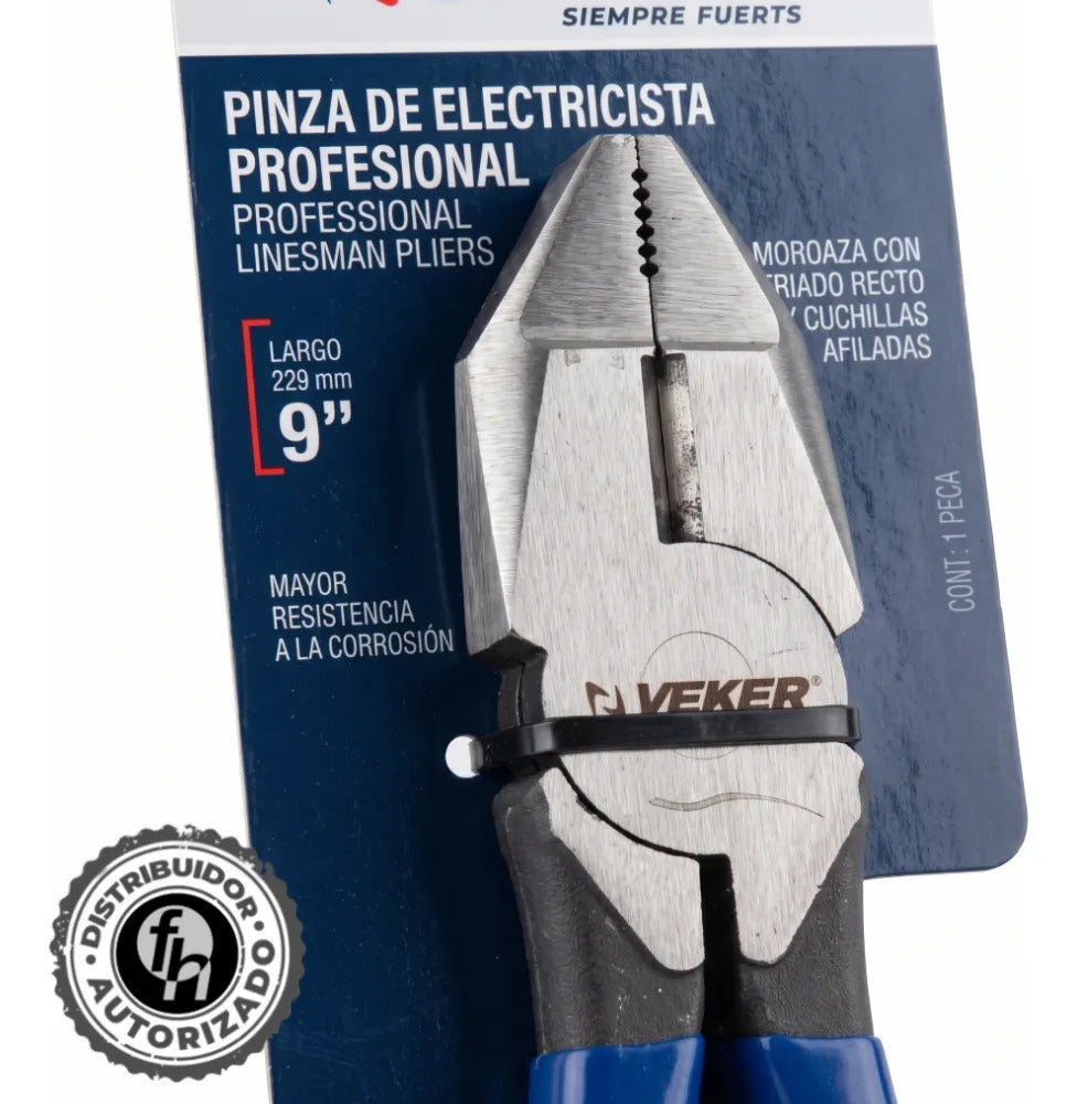 Pinza Profesional Electricista 9" Pulgadas Uso Rudo Veker 12678 Alicate