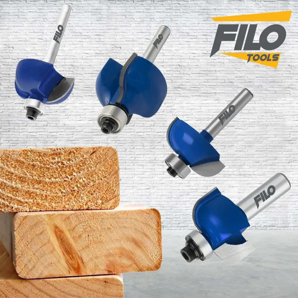 Set 4 Piezas Broca Para Router Rebajadora de Madera Cuarto Bocel