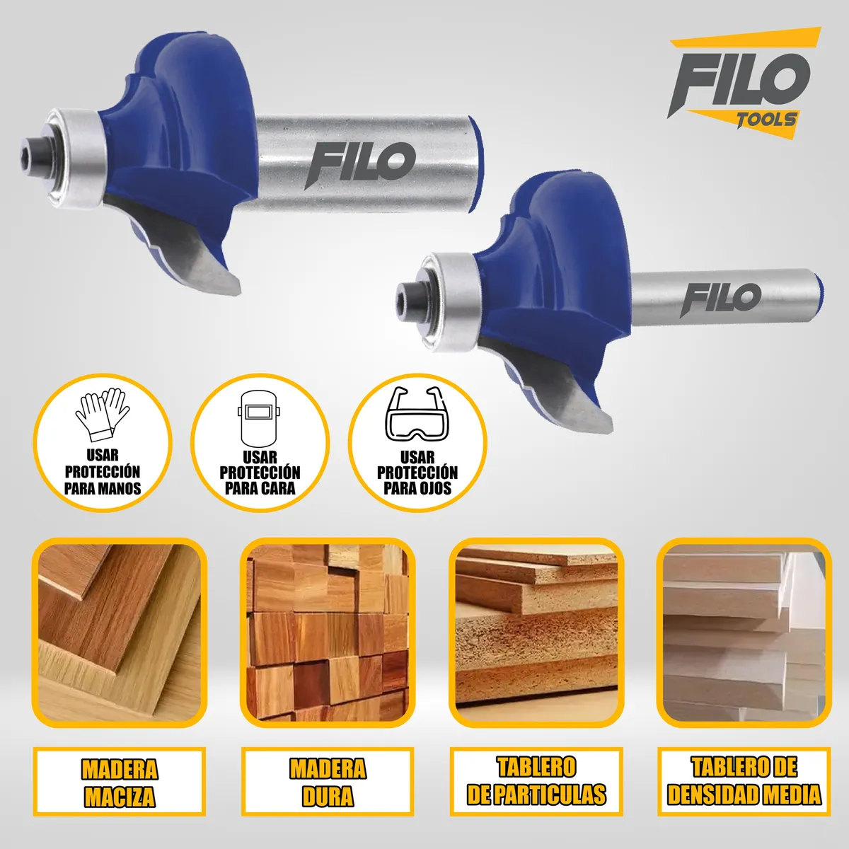 Set 2 Piezas Broca Para Router Rebajadora de Madera Corte Clásico