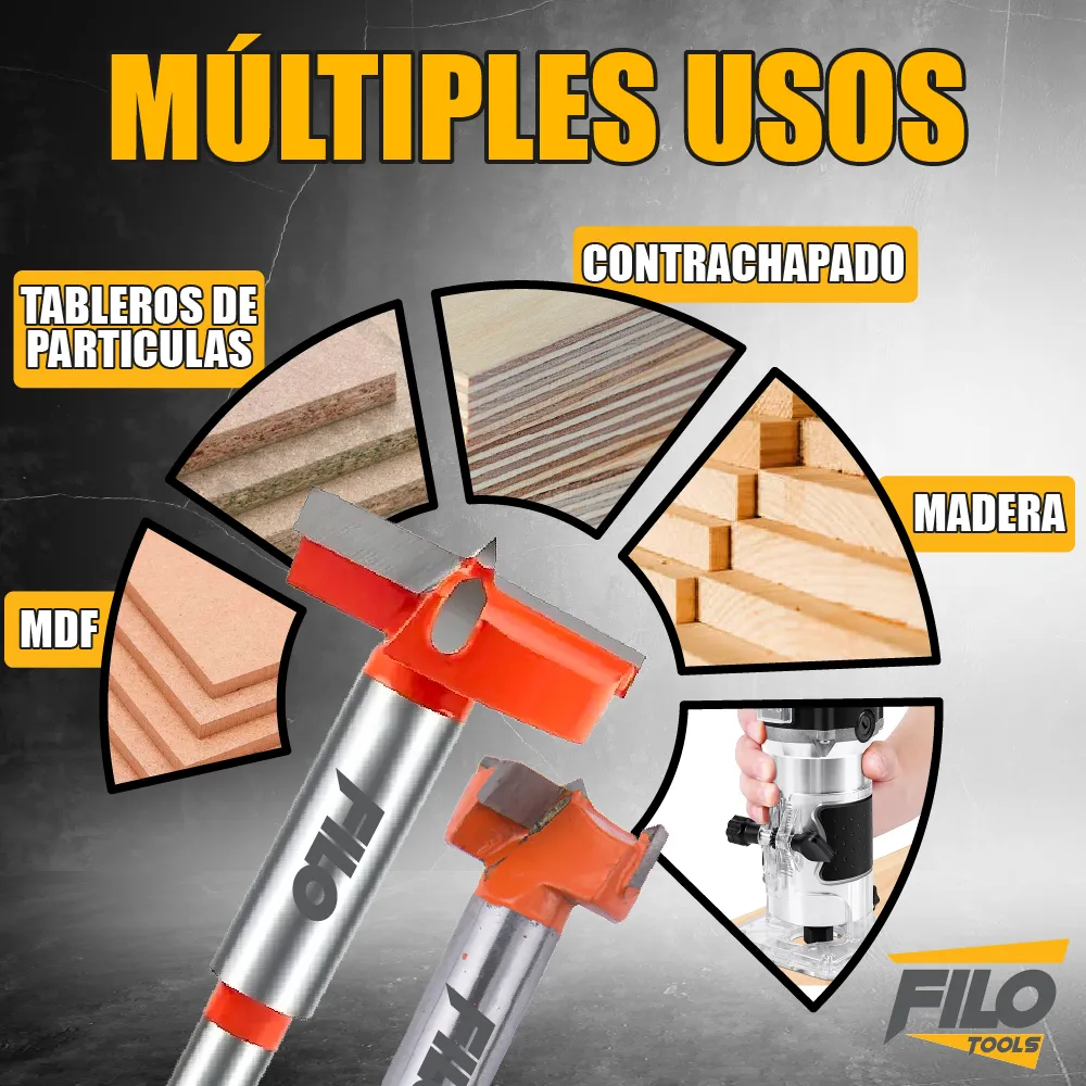 Broca Tipo Forstner Para Madera Carburo De Tungsteno 26 y 35 mm