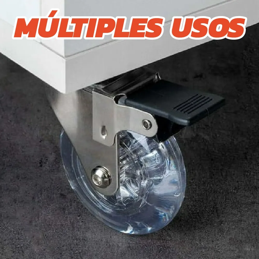 Rodaja Rueda Transparente 35 mm Con Placa Y Freno 1 Pieza