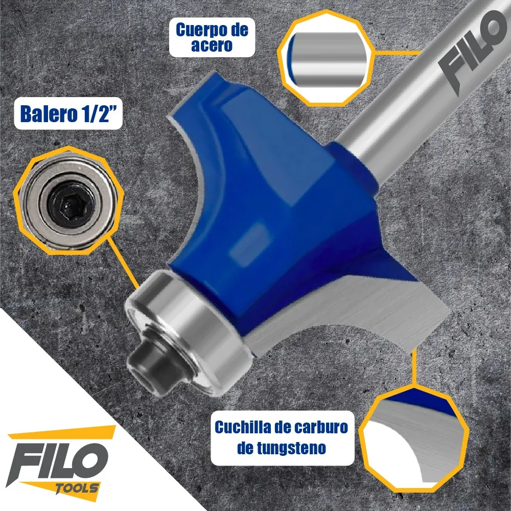 Broca Para Router 1 1/4'' Rebajadora de Madera Redondeadora 1 Pieza