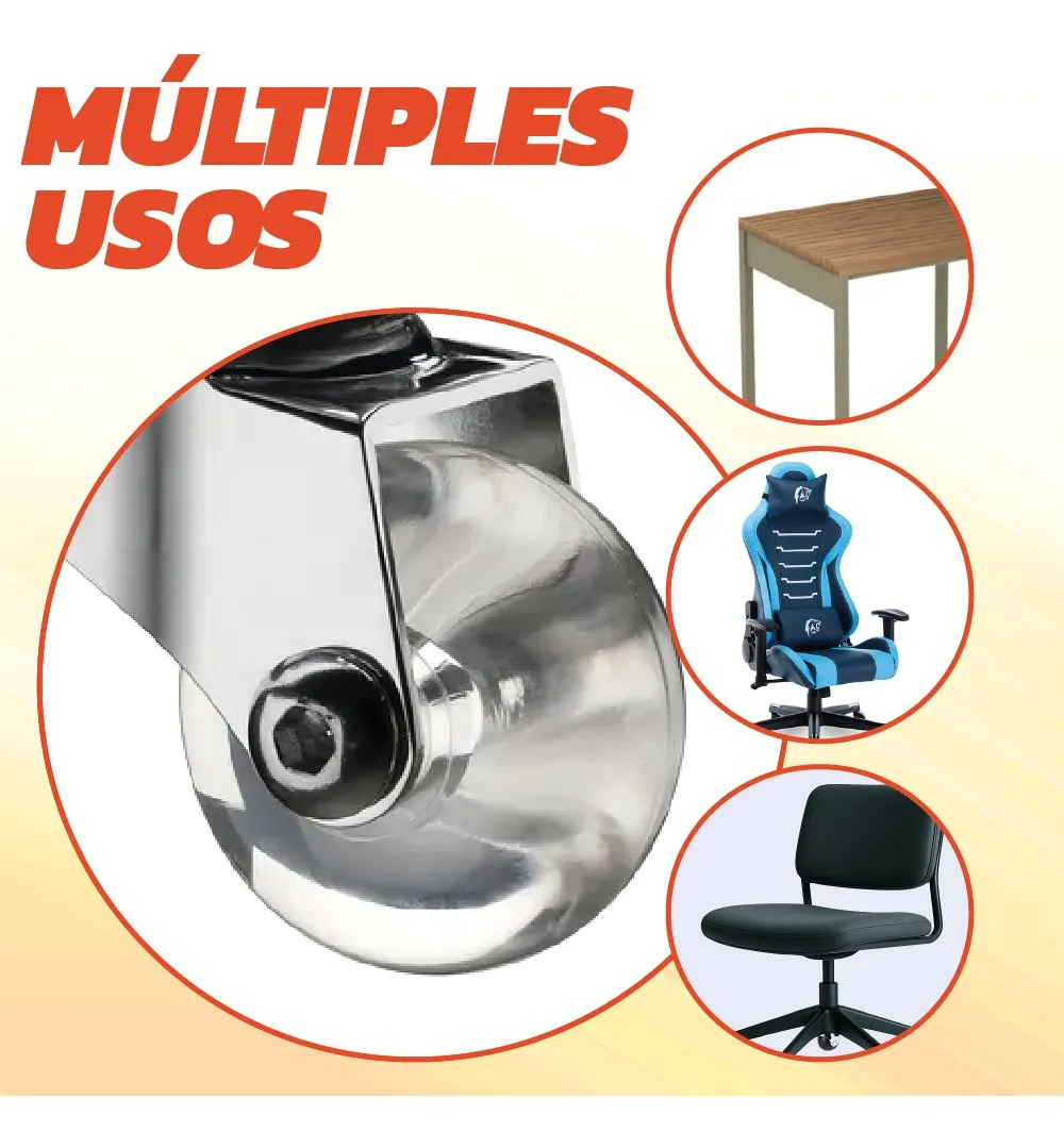 Rodaja Rueda Transparente 75 mm Con Placa Sin Freno 1 Pieza