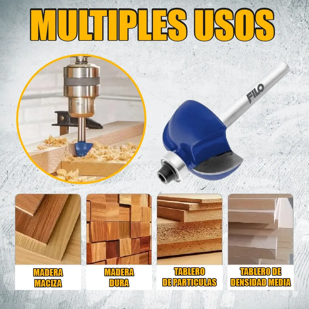 Broca Para Router 1'' Rebajadora de Madera Cuarto Bocel 1 Pieza