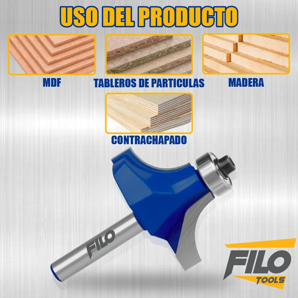 Broca Para Router 1 1/2'' Rebajadora de Madera Redondeadora 1 Pieza