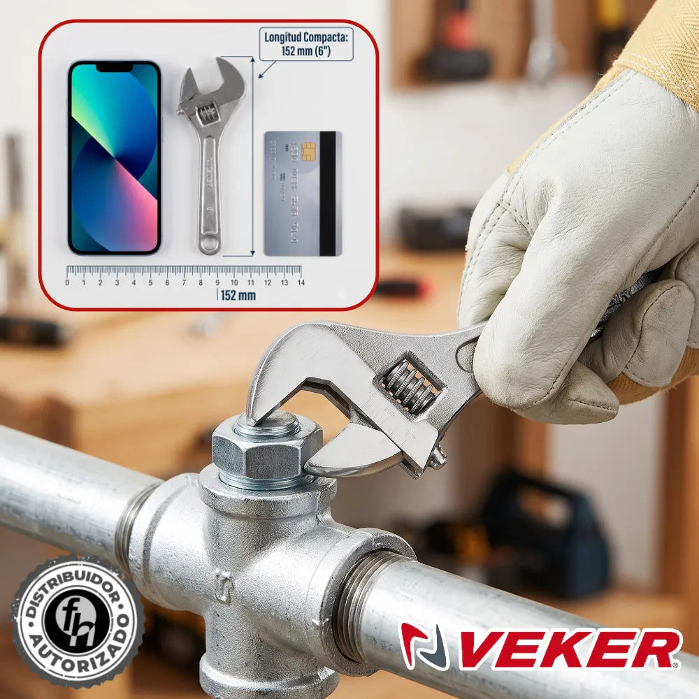 Llave Perico Ajustable 6 Pulgadas Pavonada Veker 12470