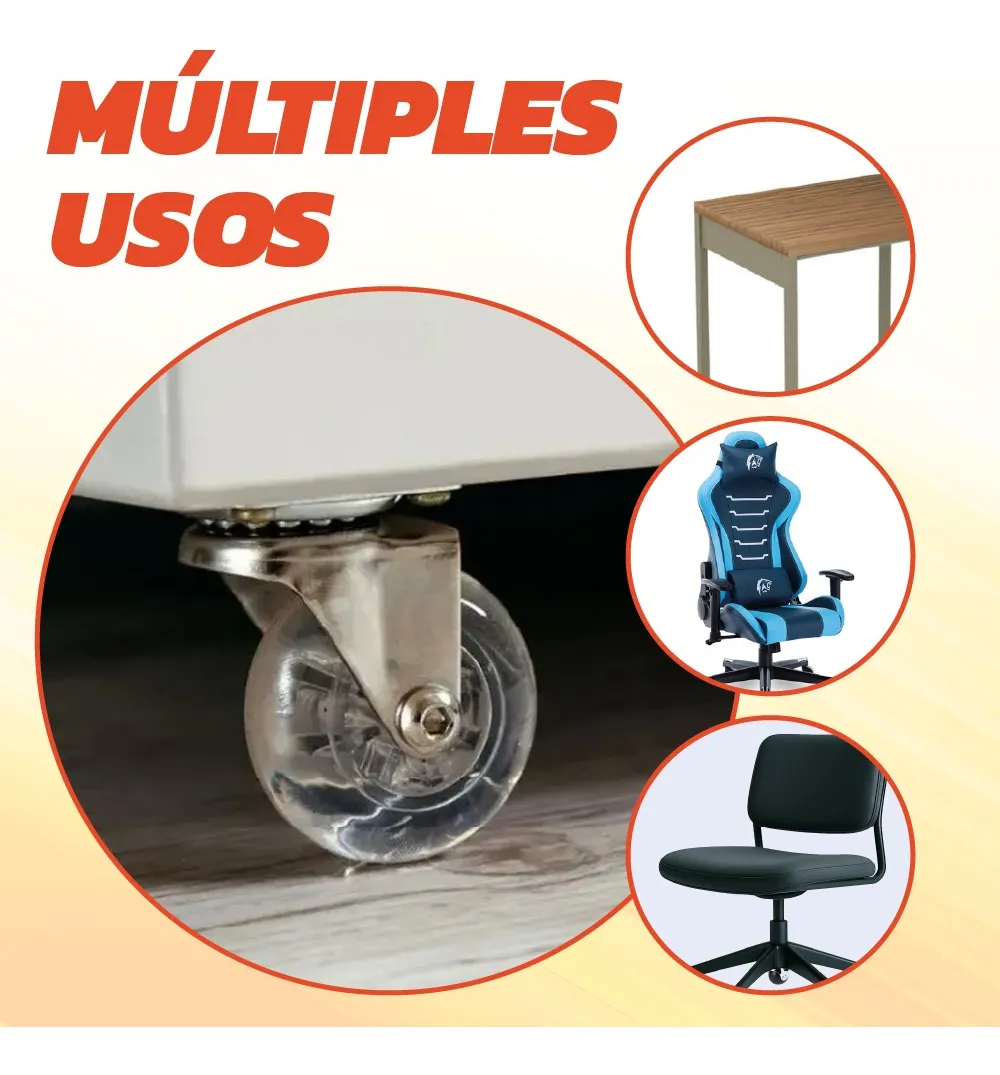 Rodaja Rueda Transparente 100 mm Con Placa Sin Freno 1 Pieza