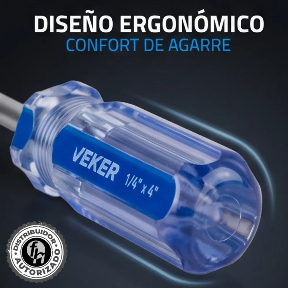 Desarmador De Cruz Magnético Mango PVC 1/4x6'' Veker 12211 Herramienta Multiusos Destornillador de Precisión Mango PVC Punta Magnética (Copia) (Copia) (Copia) (Copia) (Copia)