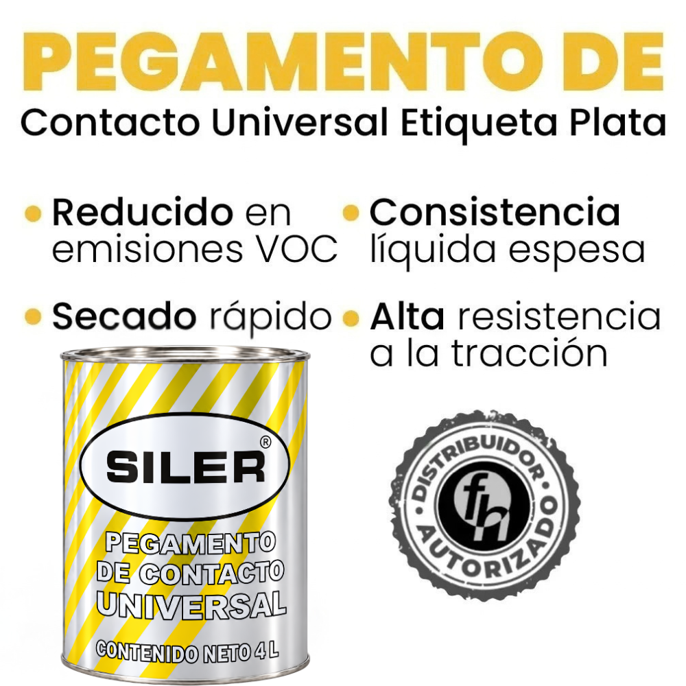 Pegamento Universal De Contacto Siler Amarillo 4 Litros