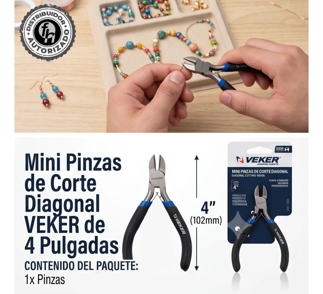 Mini Pinza De Corte Diagonal Precisión 4" Pulgadas Veker 12664 Alicate