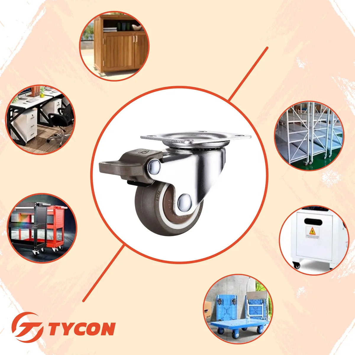 Rodaja Giratoria Café 75 mm Con Placa Y Freno