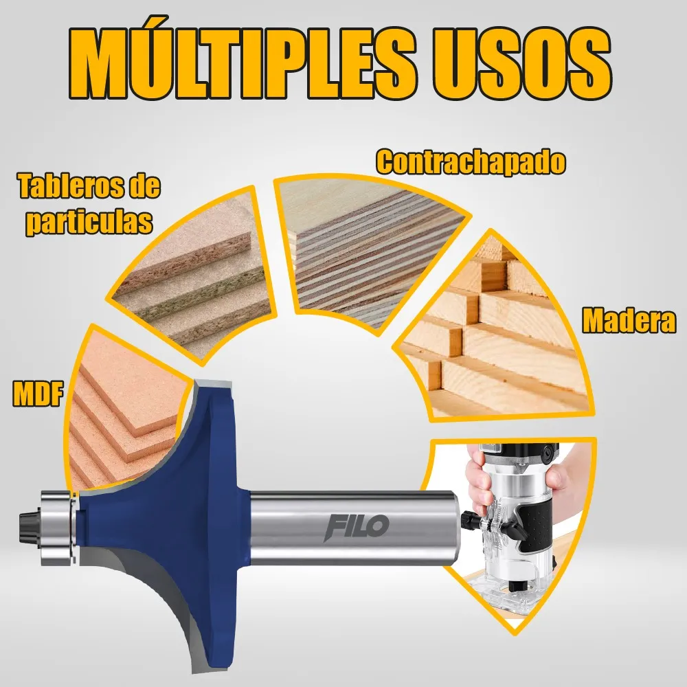 Set 4 Piezas Broca Para Router Rebajadora de Madera Moldura