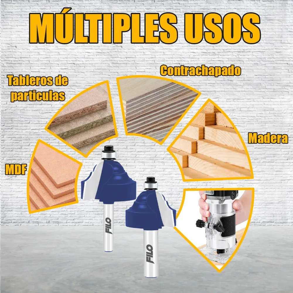 Set 2 Piezas Broca Para Router Rebajadora de Madera Romana Doble