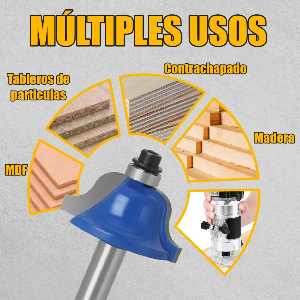 Set 3 Piezas Broca Para Router Rebajadora de Madera Romana