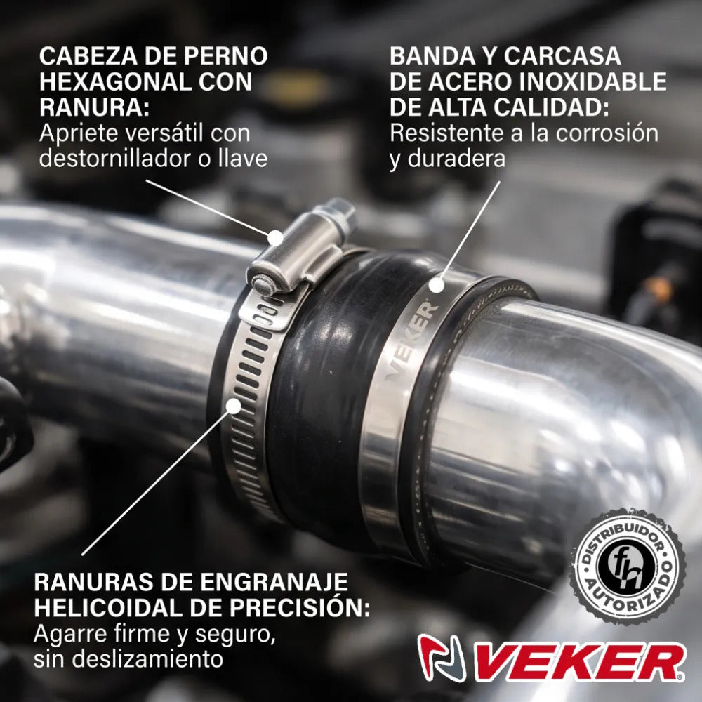 Abrazadera Reforzada Acero Inoxidable 78 - 102mm (5 piezas) Veker 12600