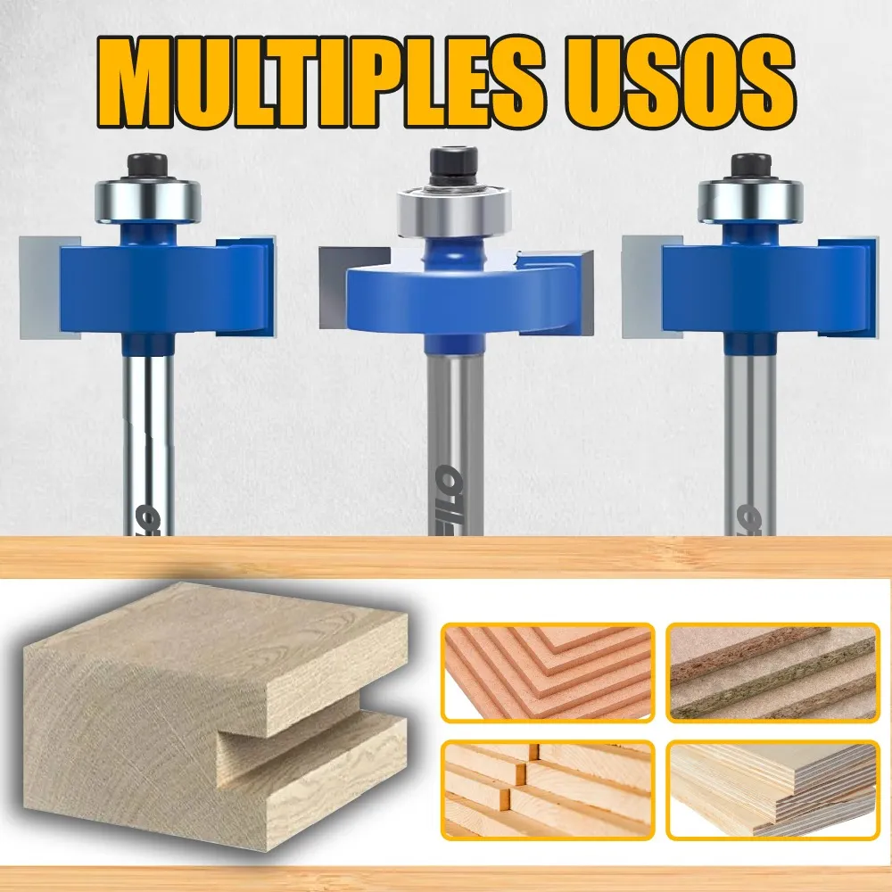 Set 3 Piezas Broca Para Router Rebajadora de Madera Corte T