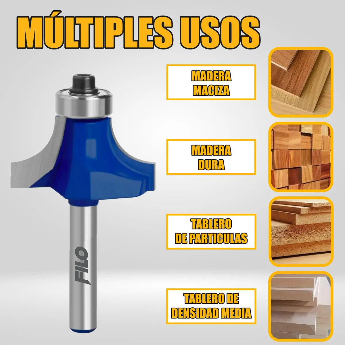 Broca Para Router 1 1/8'' Rebajadora de Madera Redondeadora 1 Pieza