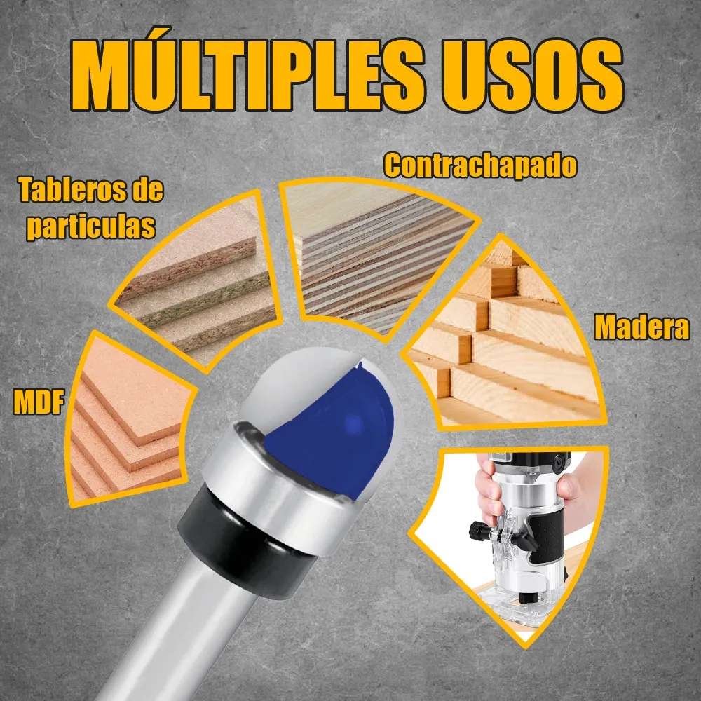 Broca Para Router 1/2'' Rebajadora de Madera Media Caña 1 Pieza