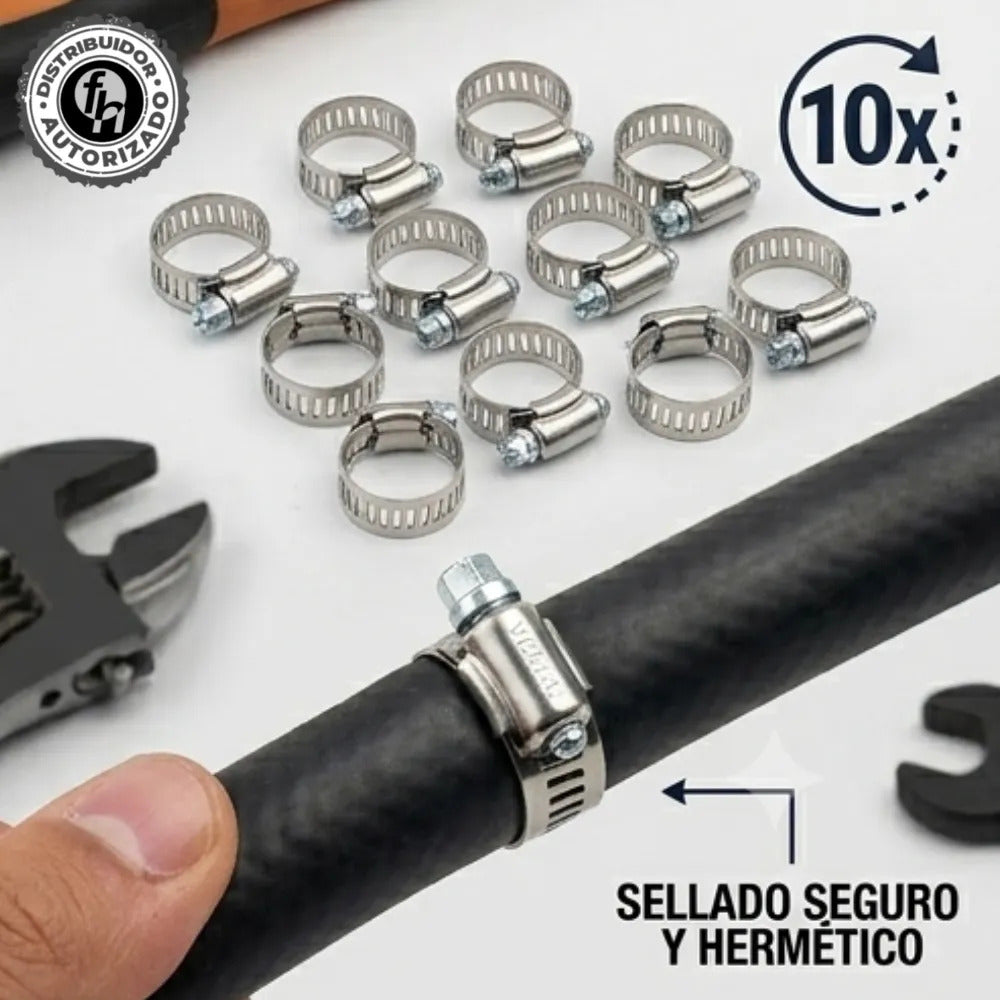 Abrazadera Reforzada 12584 Acero Inox 3/8 - 5/8 Veker 10pzs
