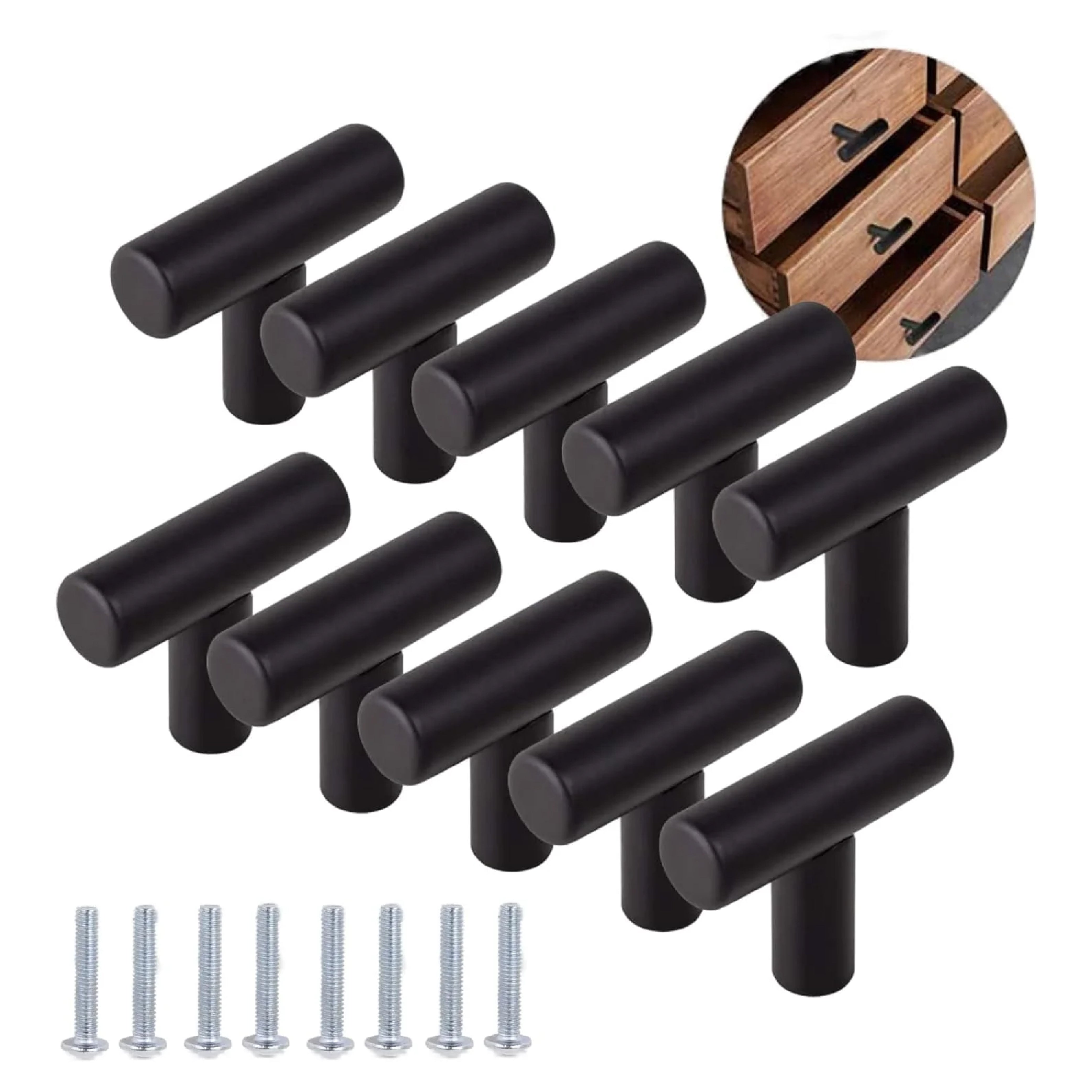 Jaladera Manija De Barra Hueca 4 cm Negro Mate Con Tornillo