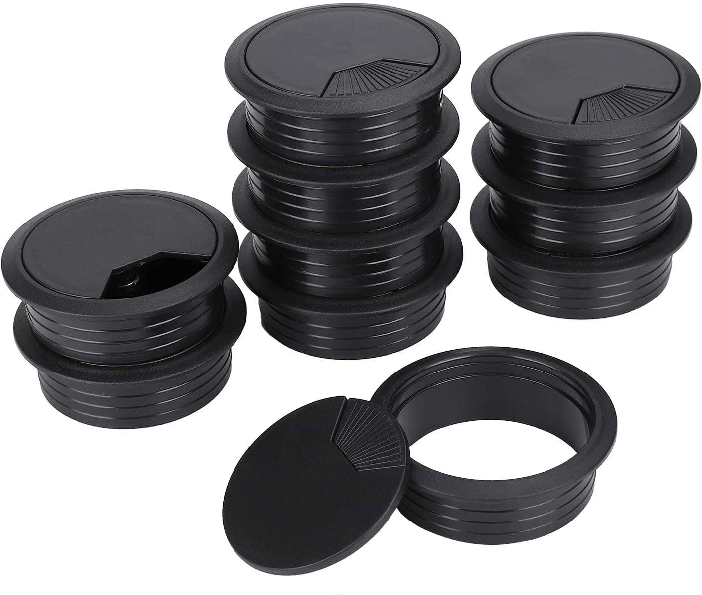 Pasacables Organizador de Cables Escritorio Color Negro Mate Diámetro 60 mm