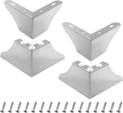 Pata Para Sofá y Muebles Esquinera 7.5 cm Acero Cromo 4 Piezas Con Tornillos