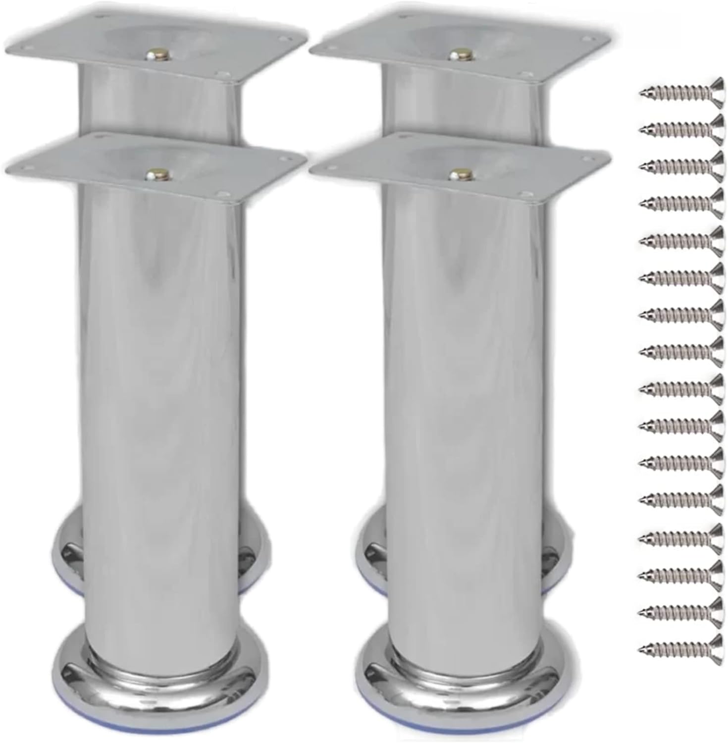 Pata Para Sofá y Muebles Redonda Acero Cromo 18 cm Con Tornillos