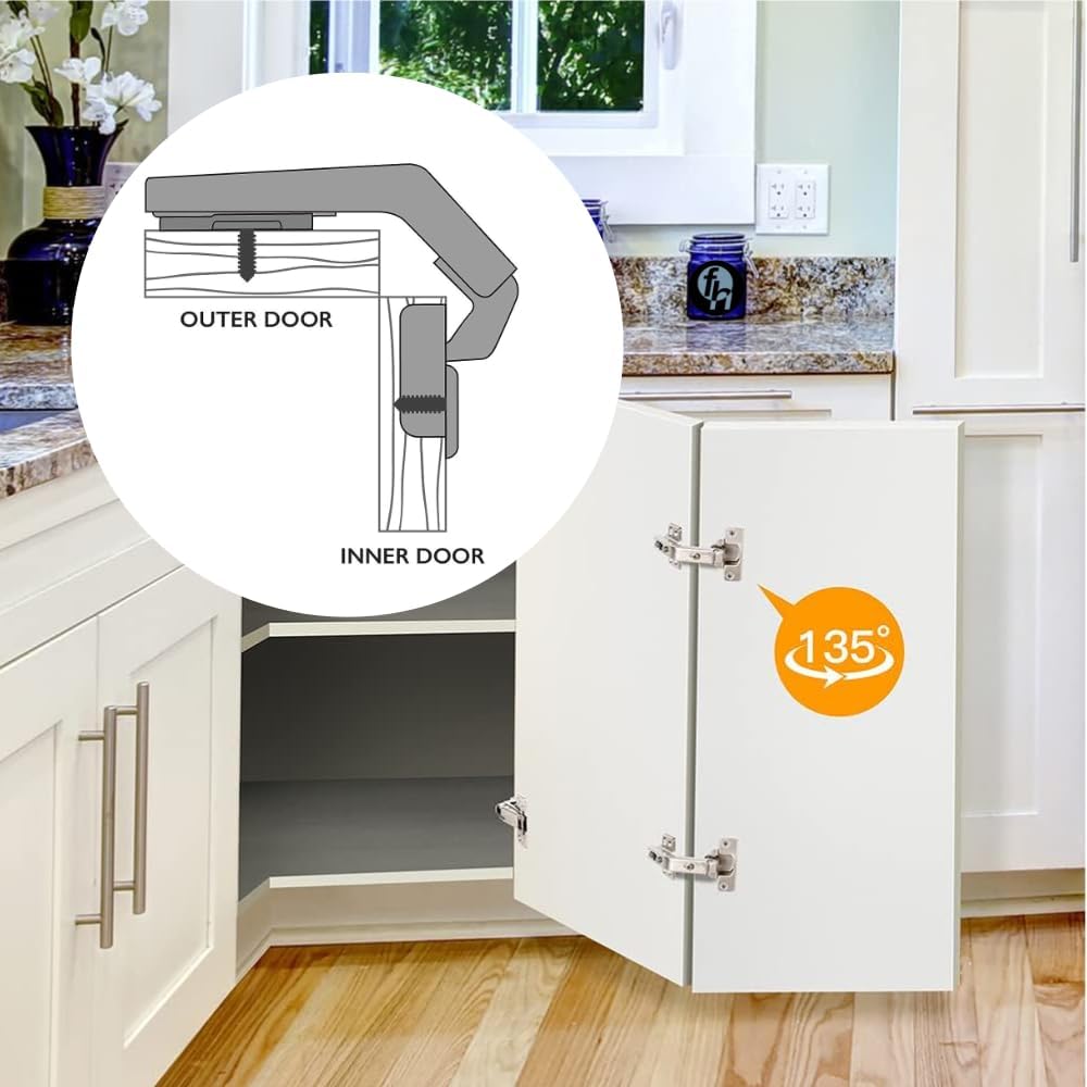 Bisagra Bidimensional Esquinera 135 Grados FH Con Tornillos