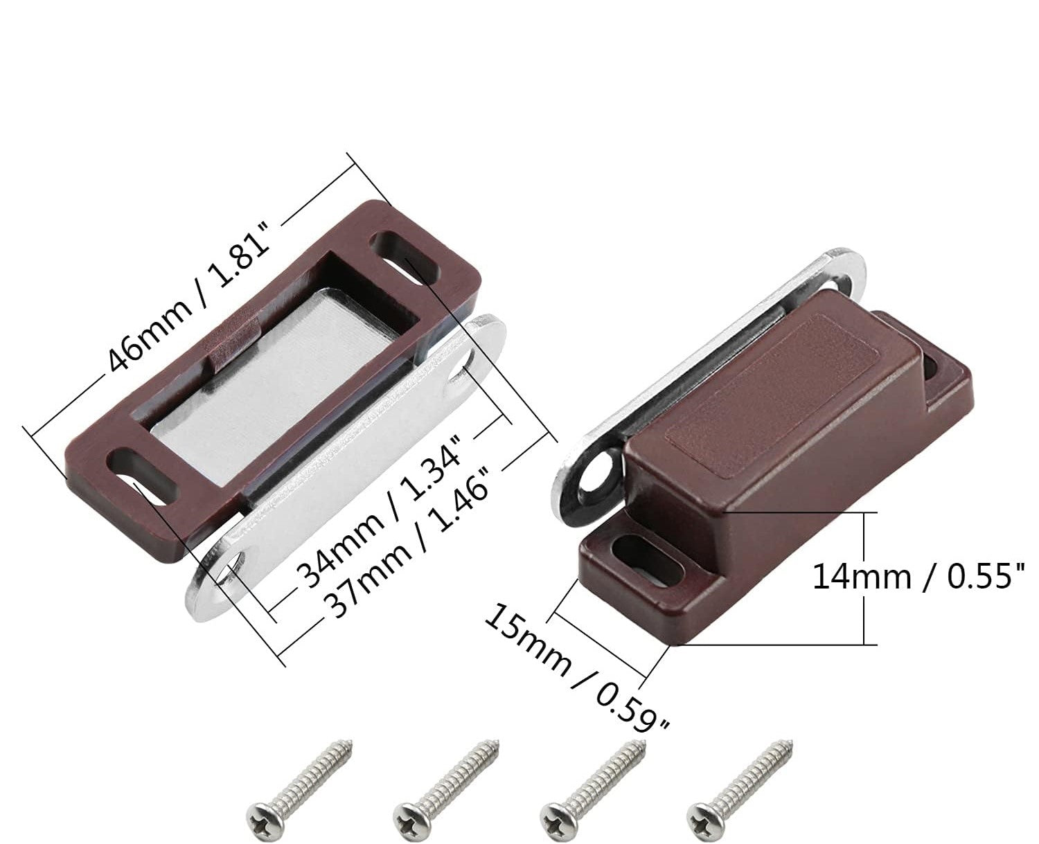 Resbalón Rectangular De Imán Negro Mate Sencillo Con Placa