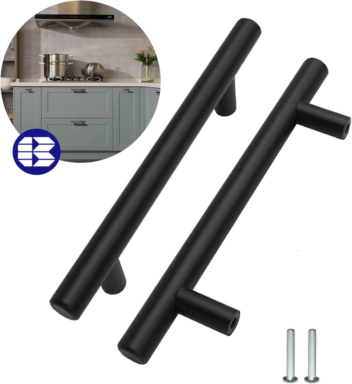 Jaladera Manija De Barra Hueca 15.6 cm Negro Mate Con Tornillos