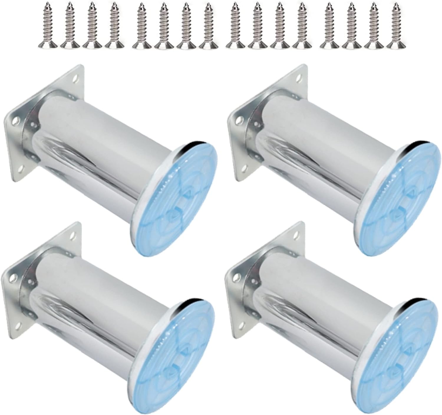 Pata Para Sofá y Muebles Redonda Acero Cromo 10 cm Con Tornillos