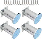 Pata Para Sofá y Muebles Redonda Acero Cromo 10 cm Con Tornillos