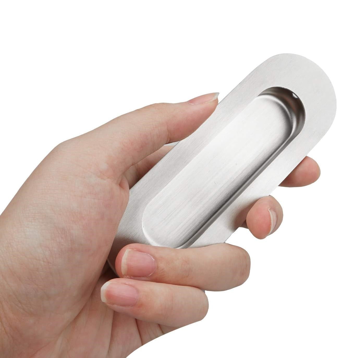 Jaladera Tirador De Embutir Oval Acero Inoxidable 120 mm