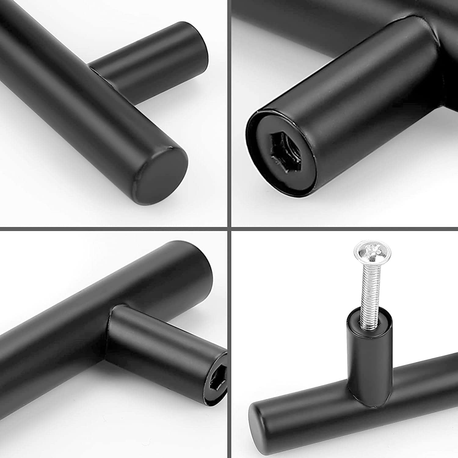 Jaladera Manija De Barra Hueca 18.8 cm Negro Mate Con Tornillos
