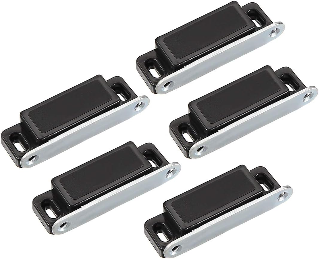 Resbalón Rectangular De Imán Negro Mate Sencillo Con Placa