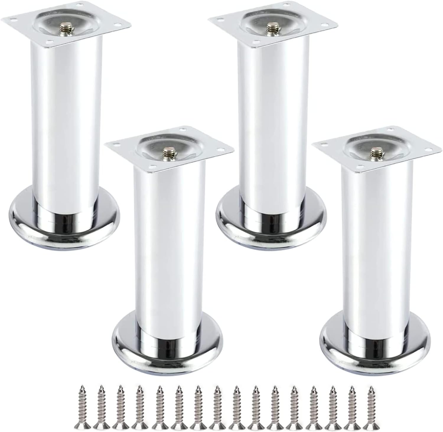 Pata Para Sofá y Muebles Redonda Acero Cromo 15 cm Con Tornillos