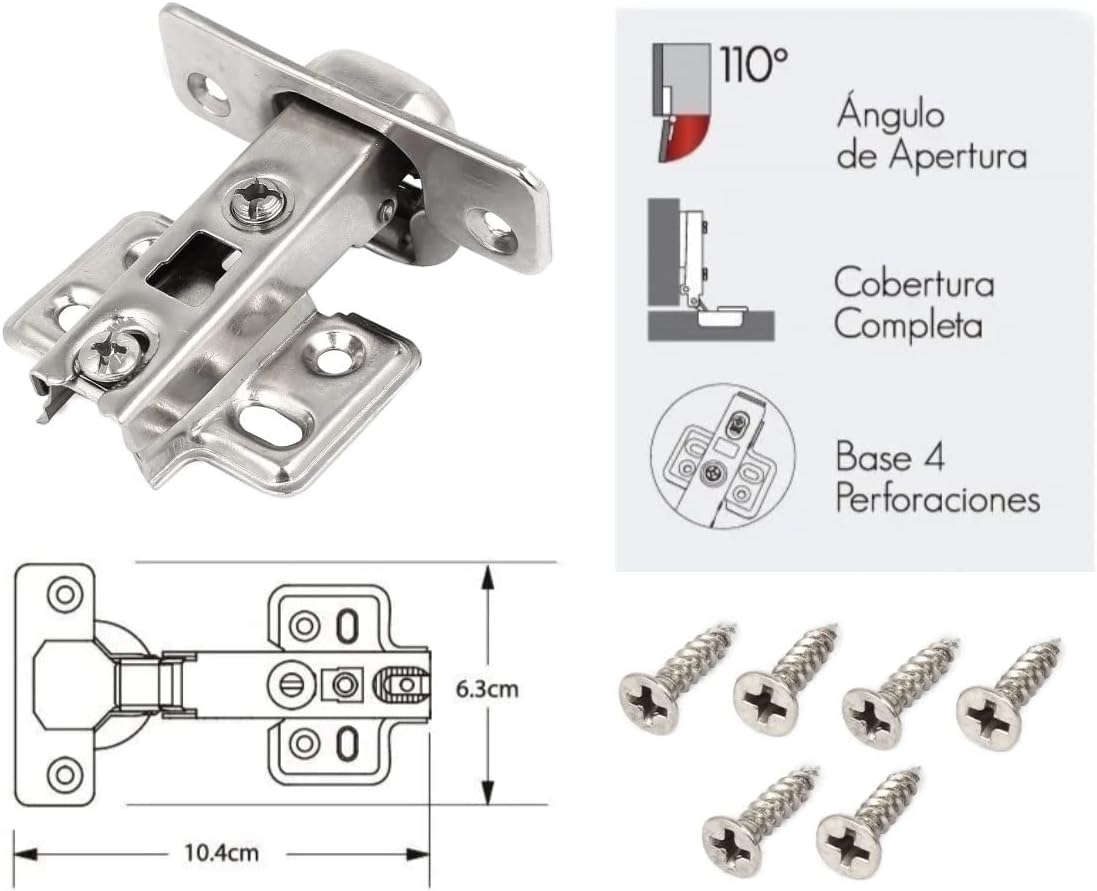 Bisagra Bidimensional 35 mm Ducasse Cobertura Recta 4 Perforaciones
