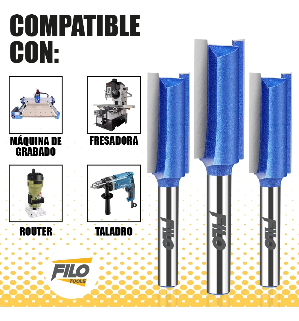Broca Acanaladora Router Diámetro 1/2" Zanco 1/4" Corte 30 mm