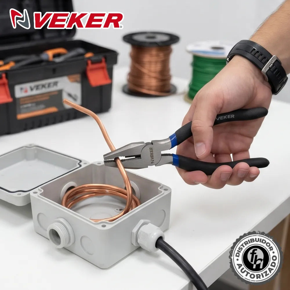 Pinza Electricista Con Pelacables Para Corte 8'' Veker 12674