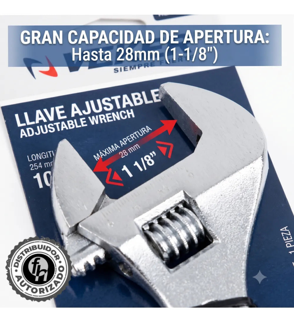 Llave Perico Ajustable 10 Pulgadas Pavonada Veker 12472