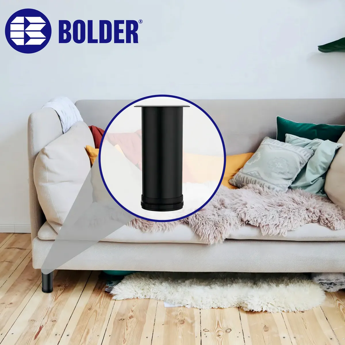 Patas Para Sofá Altura Ajustable 80-90 mm Con Tornillos 4 Piezas Negro Mate