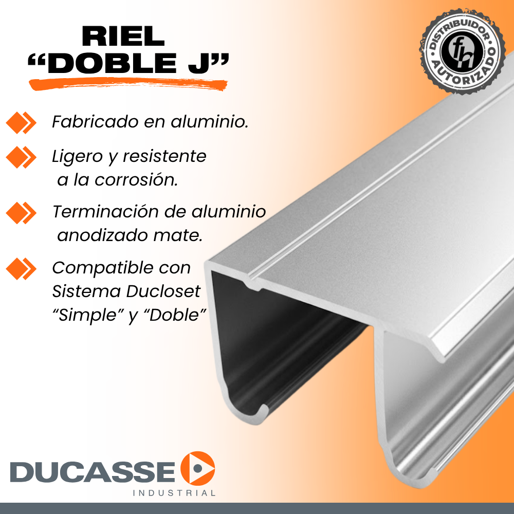 Kit Sistema Corredizo Para Clóset Ducloset Doble Ducasse Con Riel Aluminio Doble J 1.5m