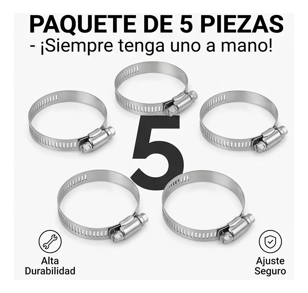Abrazadera Reforzada Acero Inoxidable 78 - 102mm (5 piezas) Veker 12600